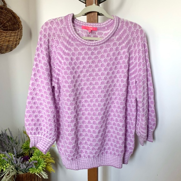 Lilly Pulitzer Corabelle Sweater Purple Iris Honeycomb - Picture 14 of 15